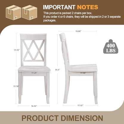 DUHOME Wood Dining Chairs Set of 2,Farmhouse Dining Side Chairs with Cross Back Wooden Kitchen Chairs for Home Kitchen, Dining Room White - color: White, size: 2pcs
