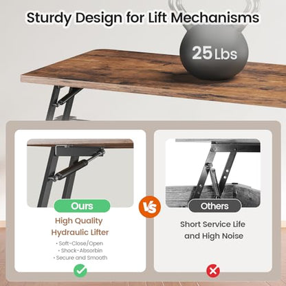 SEDETA 31.5" Lift Top Coffee Table with Storage, Square Coffee Tables for Living Room, Farmhouse Coffee Table with Large Hidden Storage Compartment and Adjustable Shelves, Black - color: Black