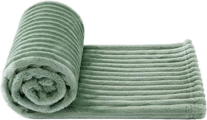 MIULEE Fleece Blanket, Durable Plush Fuzzy Extra Soft Warm Cozy Sage Green Striped Flannel Throw Blanket for Couch Sofa Bed 30"x40" - color: Sage Green, size: 30"x40"