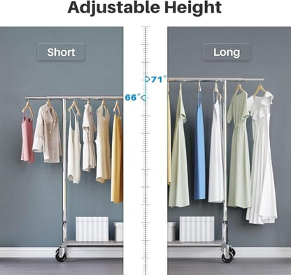 HOKEEPER Clothing Garment Rack Capacity 525LBS Clothing Racks on Wheels Rolling Clothes Rack for Hanging Clothes Heavy Duty Collapsible Commercial | Adjustable Clothing Racks on Wheels Rolling Clothes Rack for Hanging Clothes Heavy Duty Commercial Easy As