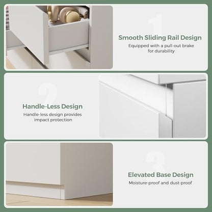 Jocoevol Modern White 7 Drawer Dresser for Bedroom, Simply Chest of Drawers, Wood Storage Dresser with Deep Drawers for Living Room Hallway Entryway, White - color: White