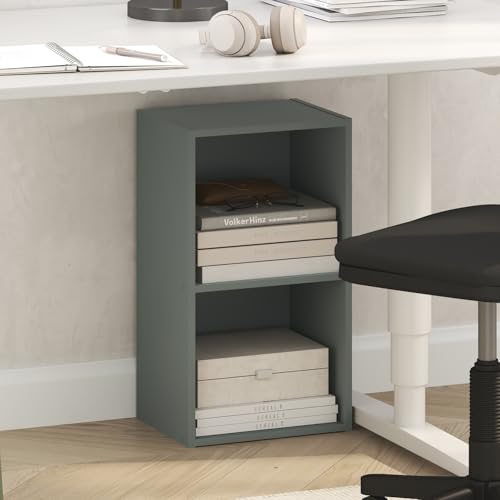 Furinno PASIR Book Shelf, 2-Tier Modern Bookshelf, Open Shelves Bookcase 9 x 12 x 21, Easy Assembly, for Living Room, Bedroom, Home Office, Sage Green - color: Sage Green, size: 2-Tier Cube
