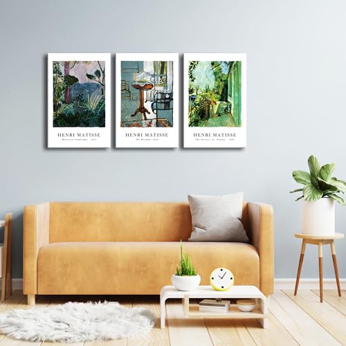 Wieco Art Canvas Prints Wall Art Set of 3 Henri Matisse Aesthetic Posters The Terrace, St.Tropez The Window Moroccan Landscape Matisse Prints Posters for Home Decorations - size: 16x24inchx3pcs(40x60cmx3pcs)