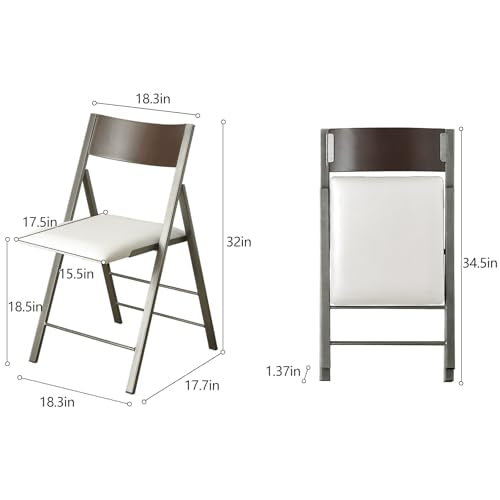 Folding Chairs 2 Pack, 450Lbs Steel Frame Foldable Dining Chairs, White | 1.37" Folded, Waterproof Rustproof Indoor Outdoor Padded Folding Chairs for Dining Room, Conference Rooms, Weddings, Events - color: White