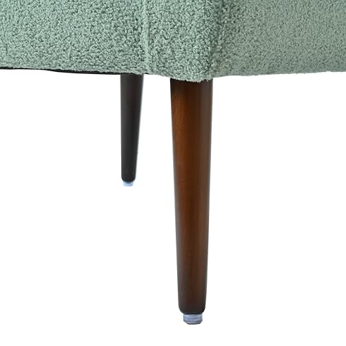 Accent Chair, Living Room Chairs with Solid Wood Legs & Pillow | Chairs Living Room with High Tufted Backrest, Reading Chair for Bedroom/Office, Teddy Fabric - color: Light Green(a)