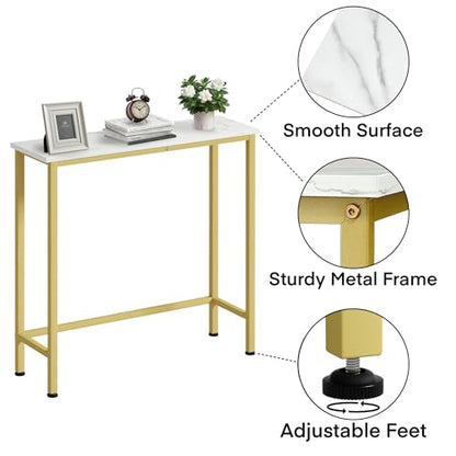 Narrow Console Table, 29.5" Small Entryway Table, Thin Hallway Tables, Slim Sofa Side Tables for Hallway, Living Room, Bedroom, Foyer, Marbleized White - color: Marbleized White