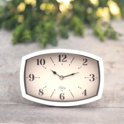 Small Wall Clock Silent Retro Rectangular Clock White Rectangle | Metal wall clocks battery operated Old Design Style for Kitchen, Living Room or Office - color: White