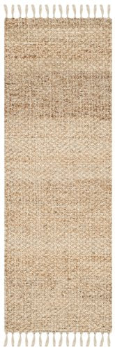 SAFAVIEH Natural Fiber Collection Runner Rug - 2'3" x 17', Natural, Handmade Farmhouse Fringe Jute, Ideal for High Traffic Areas in Living Room, Bedroom (NF733A) - size: 2'3" x 17' (Runner)