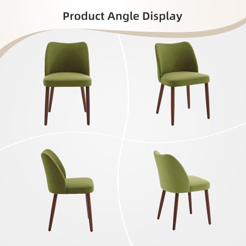 GarveeHome Wooden Dining Chair Set of 4 Upholstered Fabric Dining Chair | Modern Kitchen Chairs with Curved Backrest Leveling Feet for Dining Room, Living Room, , No tool assembly, No Wobble, Green - color: Green