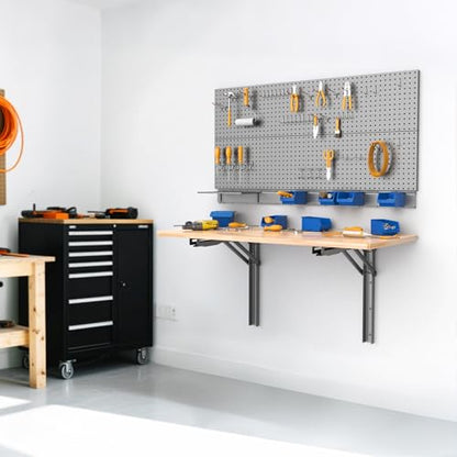 WALMANN Space Saving Wall Mounted Folding Workbench, Heavy Duty Folding Wall Table/Desk for Garage, Workshop, Holds Up to 550 lbs(Tabletop Size: 32 x 18inch) - size: 32 in x 18 in