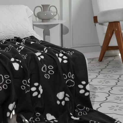 CAI TENG Fleece Throw Blanket Blankets for Couch Bed 50x60 inch 6 Pack Kids Blanket Throws Fleece Fabric Soft Cozy Travel Blankets Lightweight Small Throws Camping Gifts Blankets Black Dog Paw - color: Black Dog Claw
