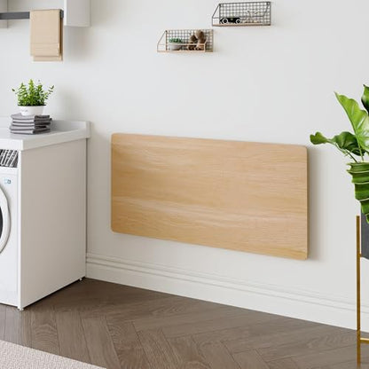 Modern Wall-Mounted Folding Table, Solid Wood, White and Natural Oak, 45x22 Inches, Collapsible Space-Saving Design for Home Office, Laundry Room (Burly Wood) - color: Burly Wood
