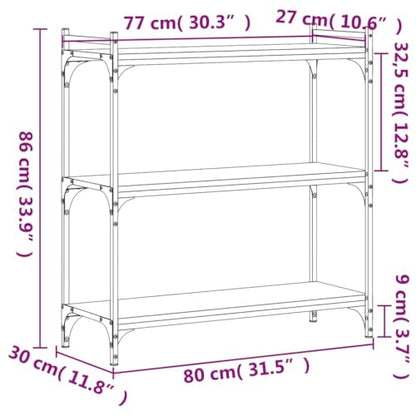 Modern Black Bookshelf 3-Tier Adjustable Shelves Metal Frame 11.8 x 31.5 x 33.9 in Engineered Wood Bookcase for Living Room Bedroom Office Small Spaces - color: Black-d, size: Medium