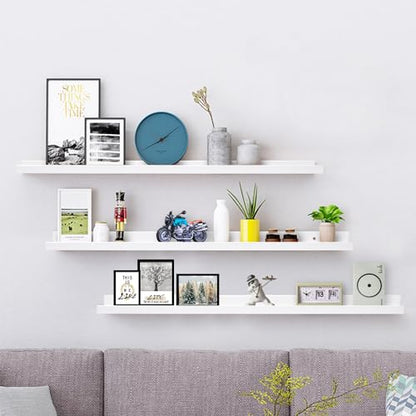 AZSKY 36 Inch Picture Ledge Shelf Floating Shelves Wall Mounted Set of 3 White - color: White, size: 36in set 3
