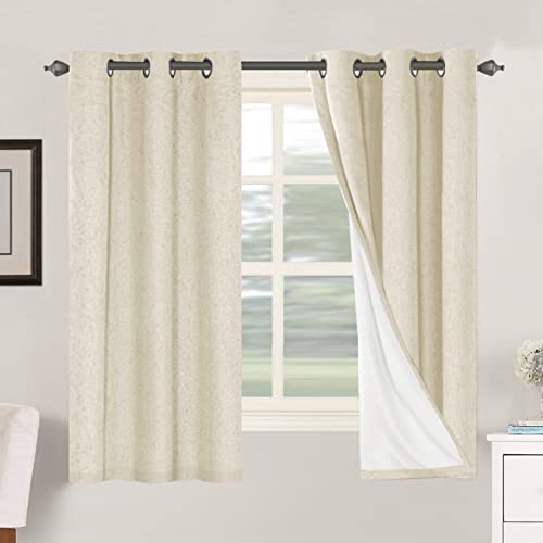 H.VERSAILTEX 100% Blackout Curtains for Bedroom Thermal Insulated Linen Textured Curtains Heat and Full Light Blocking Drapes Living Room Curtains 2 Panel Sets, Bleached Sand, 42x63 Inch - color: Bleached Sand, size: 42"W x 63"L (Pack of 2)