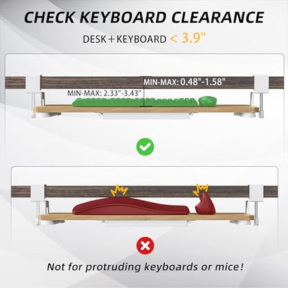 ETHU Keyboard Tray Under Desk, 26.77" X 11.81" Large Size Keyboard Tray with C Clamp-on Mount Easy to Install, Computer Keyboard Stand, Ergonomic Keyboard Tray for Home and Office (Oak) - color: Oak