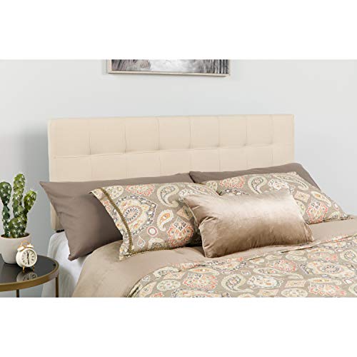 EMMA + OLIVER Size Headboard in Beige Twin Quilted Tufted Headboard | Adjustable Bed Rail Slots, Fabric Upholstered - color: Beige, size: Twin