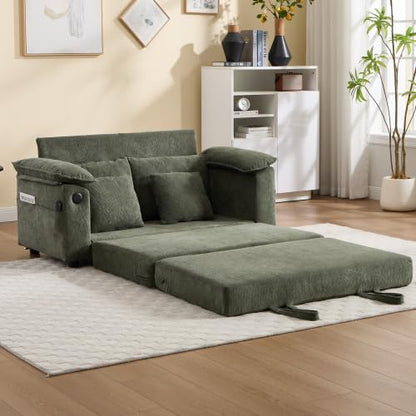 3-in-1 Convertible Sofa Bed | Foldable Loveseat Couch Floor Futon Sofa Sleeper Mattress Lounge Space‑Saving, Green - color: Green