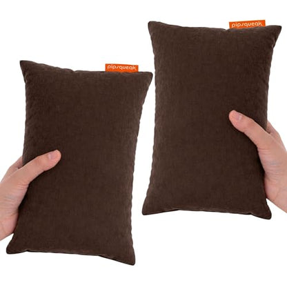 Pipsqueak Microfiber Pillow - Small, Mini, Tiny - 11 x 7 in - Perfect for Travel, Cars, Airplanes, Camping, Dogs, Toddlers, Kids, Lumbar, Knees and Neck - Ages 2 Yrs and Up - color: Brown, size: 2 Pack, style: Non-Personalized