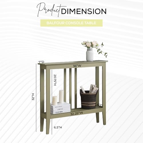 Kings Brand Narrow Console Table w/Storage Shelf for Hallway, Lemon Pepper | Slim Sofa Table for Hallway, Foyer or Living Room w/ Open Shelf for Décor, Books & Everyday Essentials - color: Lemon Pepper