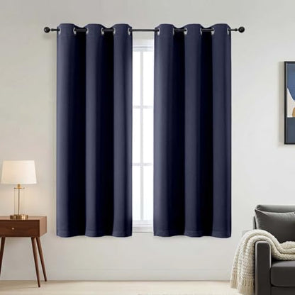 100% Blackout Curtains for Bedroom - Thermal Insulated Solid Thick Fabric Navy Blue Curtains, Sound Reducing Grommet Blackout Drapes, 2 Panels, 2x40Wx54L Inches - color: Indigo, size: 40"W x 54"L (Pack of 2)