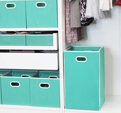 Simple Houseware Foldable Closet Laundry Hamper Basket, Turquoise - color: Turquoise