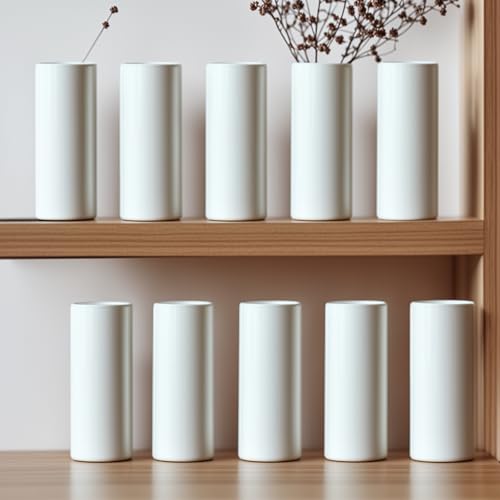 5.51'' Small Modern White Ceramic Vase Set of 10 for Living Room Bedroom Minimalist Fresh Flower Vases for Bouquet Fake Plant Home Decor Office Fireplace Centerpieces Nordic Style 10 Pack - color: 10 Pack White - Style 3