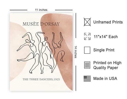 Poster Master Vintage Poster - Retro The Three Dancers Print - Line Drawing Art - Abstract Art - Gift for Men, Women - Minimal Decor for Bedroom, Living Room, Office - 11x14 UNFRAMED Wall Art - color: Style-03, size: 11"L x 14"W