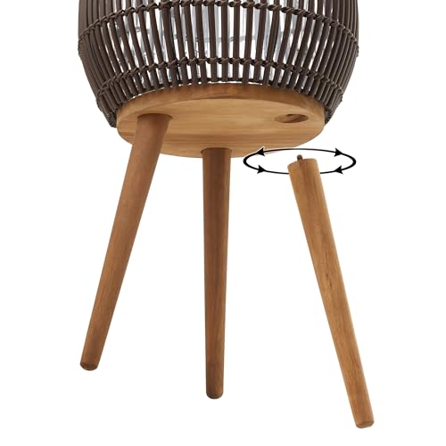 Casafield Indoor Planter with Stand, Dark Brown Floor Planter with Wood Legs, Large Plant Pot Cover with Liner for Houseplants, Flower Pots and Trees - color: Dark Brown With Natural Legs