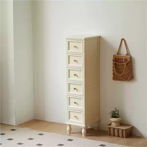 Narrow Bedside Table Tall Skinny Vertical Chest of Drawers Wood Storage Cabinet Small Nightstand Side Table for Living Room Long Lasting - color: Beige, size: 117 cm