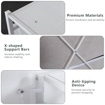 Freestanding Clothes Rack with 5 Drawers & 4 Storage Shelves,2 Hanging Rods | 59.1" W*70.9" H Heavy Duty Clothing Rack, Wardrobe Closet Organizer System with 5 Hooks, Garment Rack (White) - color: White