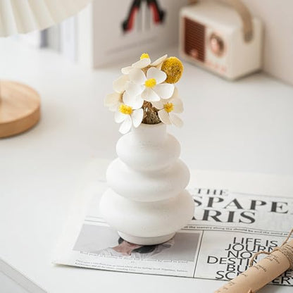 White Ceramic Vase Set of 3,Neutral Boho Nordic Minimalism Style Flower Vases for Living Room Wedding Table Party Office Bedroom - color: White
