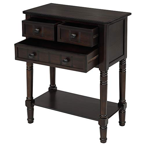 Knocbel Narrow Console Table with 3 Storage Drawers and Bottom Shelf, Entryway Hallway Foyer Slim Sofa Table for Small Spaces, Easy Assembly (Espresso) - color: Espresso