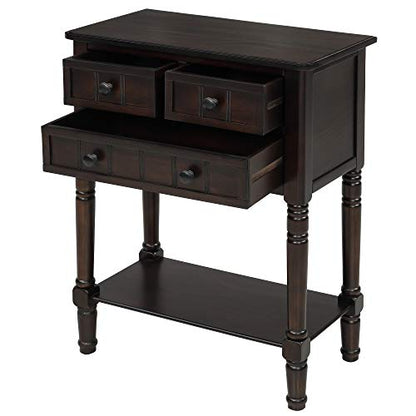 Knocbel Narrow Console Table with 3 Storage Drawers and Bottom Shelf, Entryway Hallway Foyer Slim Sofa Table for Small Spaces, Easy Assembly (Espresso) - color: Espresso