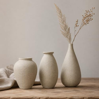 Mini Paintable Unglazed Ceramic Bud Vase Set of 3, Small Rustic Wabi Sabi Bisque Ceramic Vases, Farmhouse Boho Decorative Vases for Home Table Decor, DIY Crafts, Dried Flowers Centerpieces