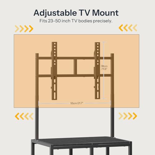 HOOBRO Small TV Stand with Wheels and Mount for 50 Inch TVs, Mobile Rolling TV Stand with Storage Shelves, Small Entertainment Center, for Living Room, Bedroom, Study, Black BB37DS01 - color: Black
