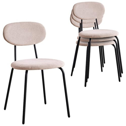 Stackable Guest Chairs Set of 4, Upholstered Waiting Room Chairs with Metal Legs for Reception, Breakroom, School, Meeting, Office - color: Khaki, size: Set of 4