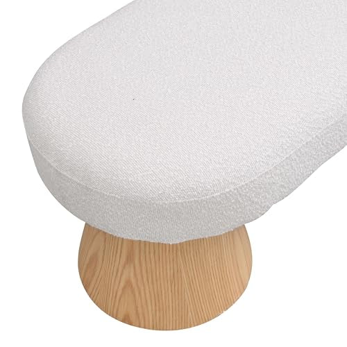 49" Upholstered Dining Bench Boucle Ottoman, End of Bed Entryway Benches, Modern Dining Bench Shoe Stool for Indoor Bedroom Living Dining Room 300 LBS Weight Capacity (49" Beige) - color: 49" Beige
