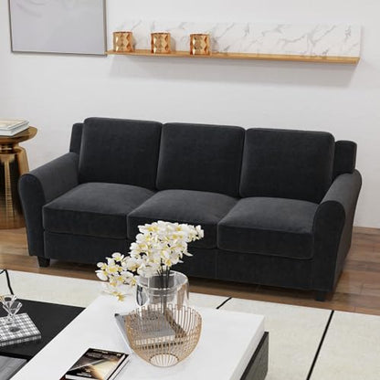 Bonzy Home 2 Piece Sofa Set, 3-Seater Sofa Couch Set of 2, Modern Comfy Sofa with Thick Cushion for Living Room Apartment Office, Black - color: Black, size: 80.7"+80.7"(3 + 3 Seat)
