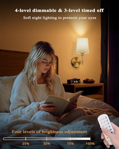 Battery Operated Wall Sconces Set of 2, Wireless Rechargeable Dimmable Wall Light with 5600mAh RGB Bulb and Remote for Bedroom, Living Room, Hallway, Gold, 13.5in - color: Gold, size: 13.5 Inch Set of 2