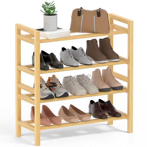 Haddockway Bamboo Shoe Rack Free Standing Shoe Organizer Natural, Natural, 4-Tier(Small) - color: Natural, size: 4-Tier(Small)