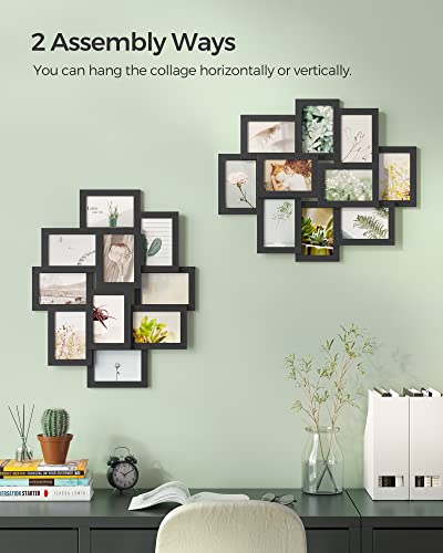 SONGMICS Collage Picture Frames, 4x6 for Wall Decor, Multi Family Photo for Gallery Decor, Glass Front, Set of 10, Ink Black URPF20BK - color: Ink Black, size: 10 Pack