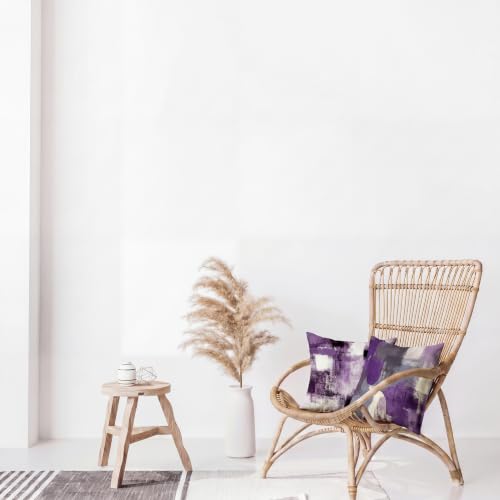 Purple Grey Abstract Throw Pillow Covers 18x18 Set of 4 | Lavender & Grey Modern‑Art Cushion Cases, neutral aesthetic pillowcases for sofa, bedroom & chair - color: Purple and Grey, size: 18" x 18" (Pack of 4)