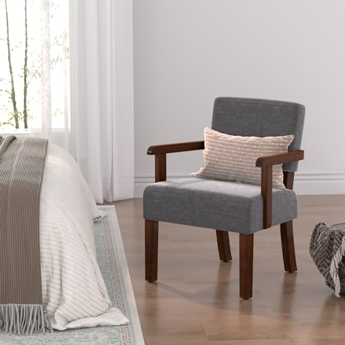 Oversize Accent Chair with Soft Seat and Armrests | Living Room Chairs with Solid Wood Frame, Comfy Reading Chair for Bedroom, Waiting Room, Home Office, Easy Assembly - color: Grey, size: Chair