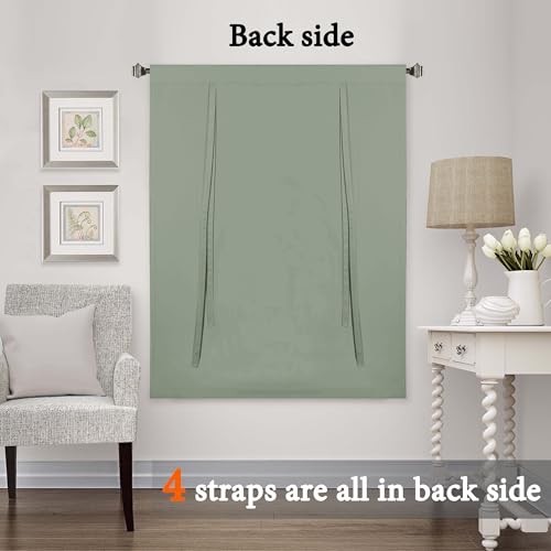 H.VERSAILTEX Blackout Tie Up Curtain Thermal Insulated Window Shade Light Blocking Balloon Roman Shade Bathroom Adjustable Rod Pocket Panel for Small Window,42" Wide by 63" Long,Cyan - color: Cyan