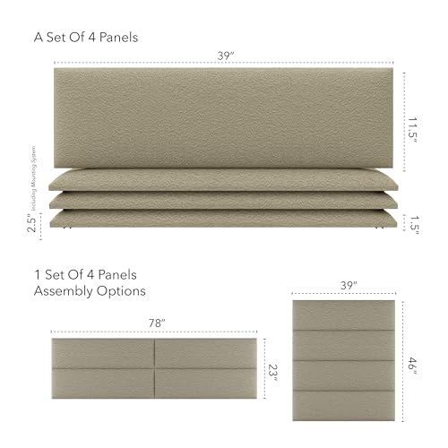 Vänt Wall Mounted Headboard Panels, King/Twin, Boucle Beige - color: Boucle Beige, size: 39"