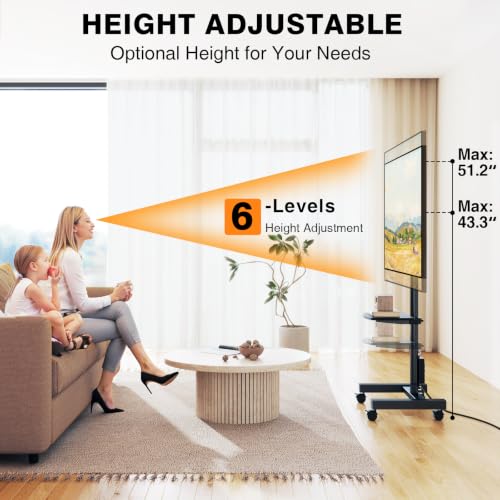 Floor TV Stand with Power Outlet for 13-50 inch TVs up to 78 lbs | Height Adjustable TV Mount Stand with Tilt and Rotate, Max VESA 200x200mm - size: 13-50 inch TVs, 55 lbs capacity