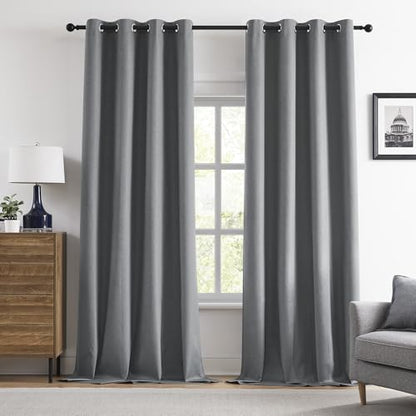KangBang Gray Blackout Linen Curtains 120 Inches Long 10 FT | Thermal Insulated, Sound Dampening, Lightweight Draperies with Grommet, For Living Room Kitchen, 52x120 Inch, Grey, 2 Panels - color: Grey, size: 52"W x 120"L (Pack of 2)