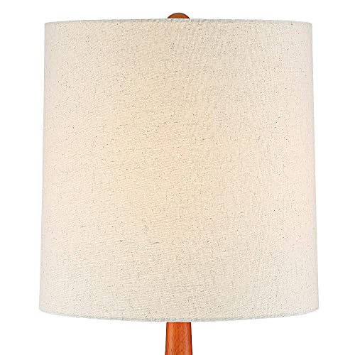 Andi 24 1/2" High Table Lamp Wood Ceramic Mid-Century Modern White | Colors May Vary. Hammered Bronze Brown Living Room Bedroom House Bedside Nightstand Home Office Drum Shade - color: Wood and Dark Hammered Ceramic