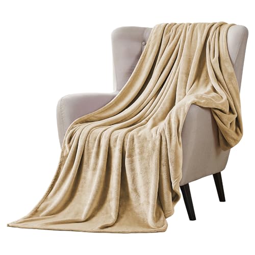 Walensee Fleece Blanket Plush Throw Fuzzy Lightweight (King Size 108x90 Tan Camel/Taupe) Super Soft Microfiber Flannel Blankets for Couch, Bed, Sofa Ultra Luxurious Warm and Cozy for All Seasons - color: Camel, size: 108"x90"